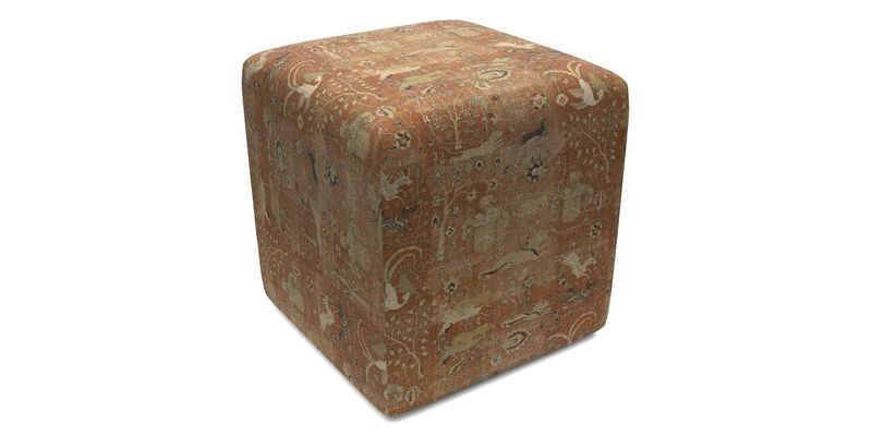 Cube Footstool in Peruvian homespun fabric
