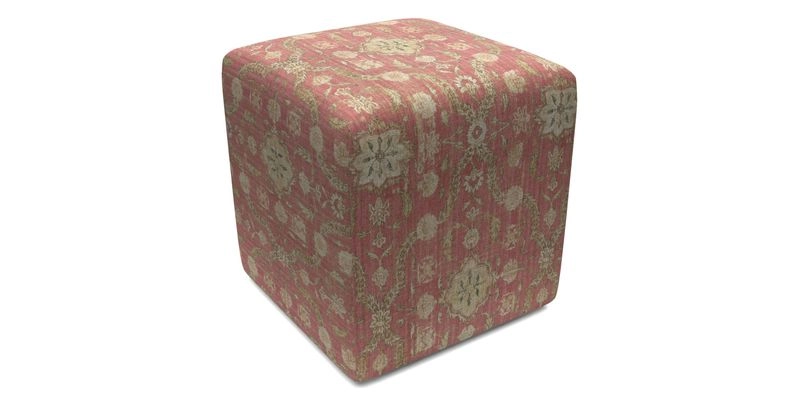 Cube Footstool in Peruvian homespun fabric