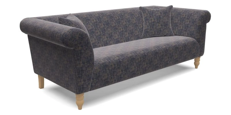 Exbury 3 seater sofa in Padua Pavement Forest with scatters in Gertrude Jekyll Velvet Ink