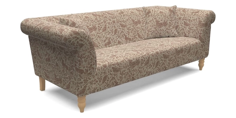 Exbury 3 seater sofa in Padua Pavement Forest with scatters in Gertrude Jekyll Velvet Ink