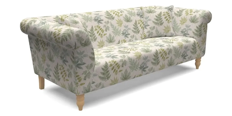 Exbury 3 seater sofa in Padua Pavement Forest with scatters in Gertrude Jekyll Velvet Ink