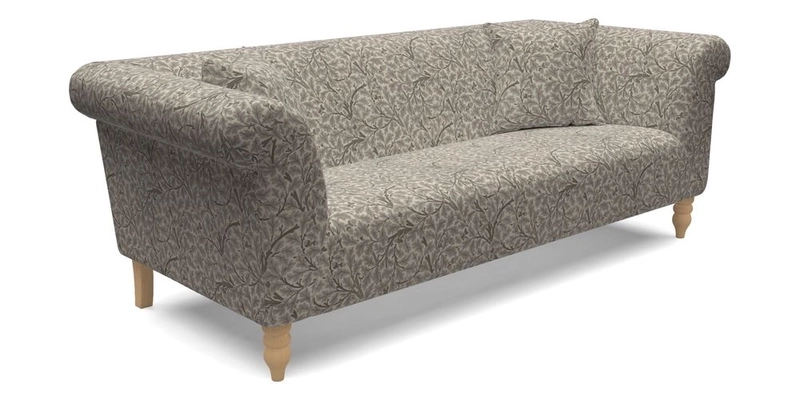 Exbury 3 seater sofa in Padua Pavement Forest with scatters in Gertrude Jekyll Velvet Ink