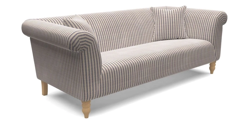 Exbury 3 seater sofa in Padua Pavement Forest with scatters in Gertrude Jekyll Velvet Ink