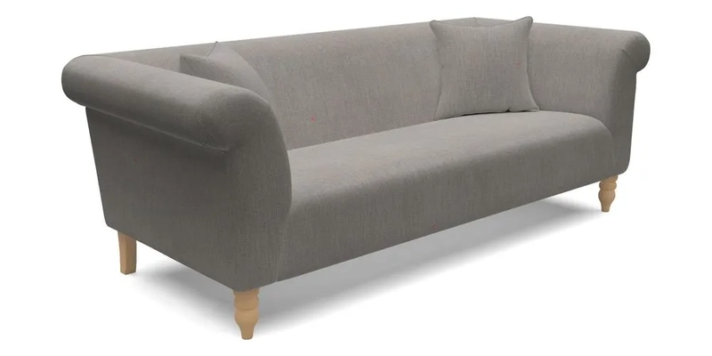 Exbury 3 seater sofa in Padua Pavement Forest with scatters in Gertrude Jekyll Velvet Ink