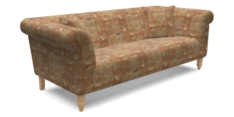 Exbury 3 seater sofa in Padua Pavement Forest with scatters in Gertrude Jekyll Velvet Ink