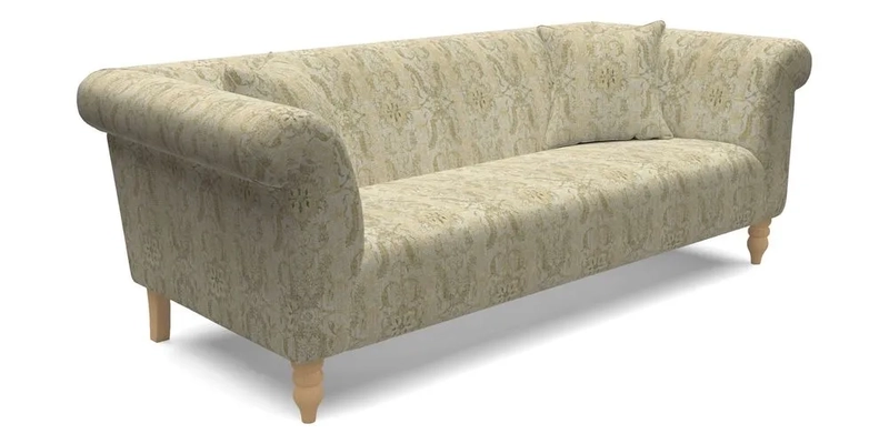 Exbury 3 seater sofa in Padua Pavement Forest with scatters in Gertrude Jekyll Velvet Ink