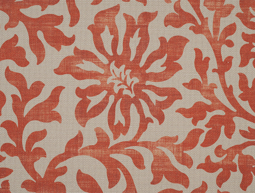Spill Resistant V&A Floral Scroll: Terracotta
