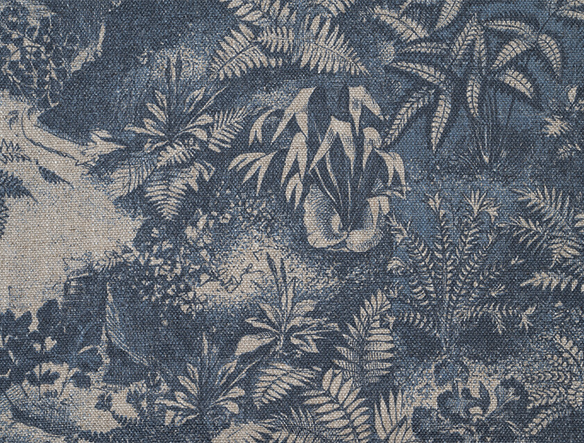 Spill Resistant RHS Ferns Toile: Indigo