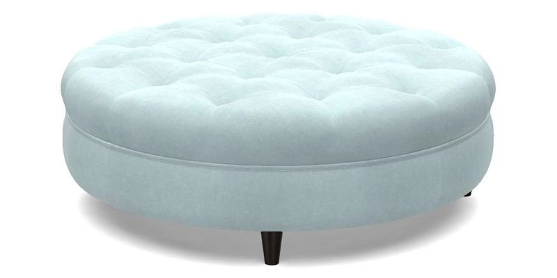 Helmsley Round Footstool in Linwood Omega Velvet Navy