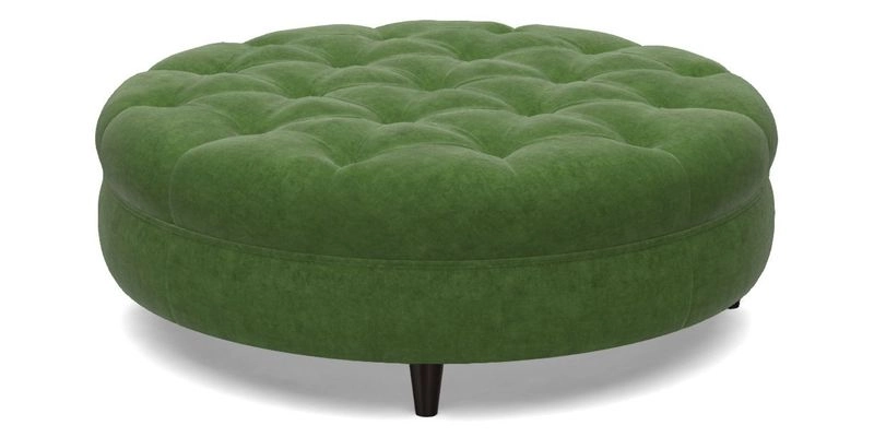 Helmsley Round Footstool in Linwood Omega Velvet Navy
