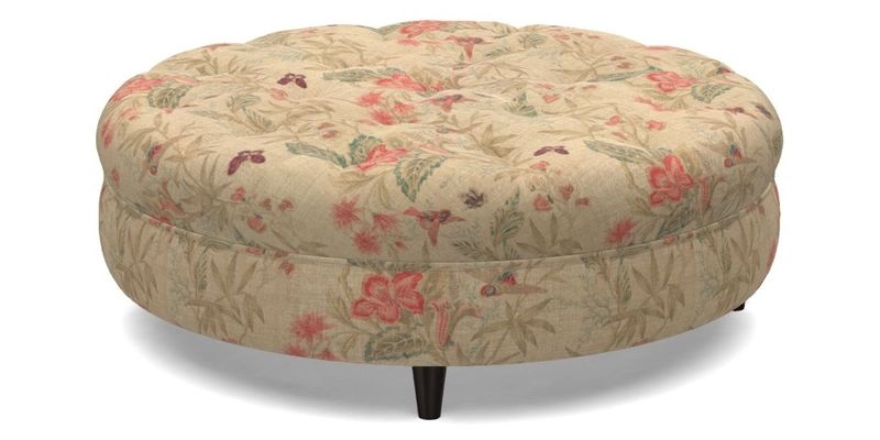 Helmsley Round Footstool in Linwood Omega Velvet Navy