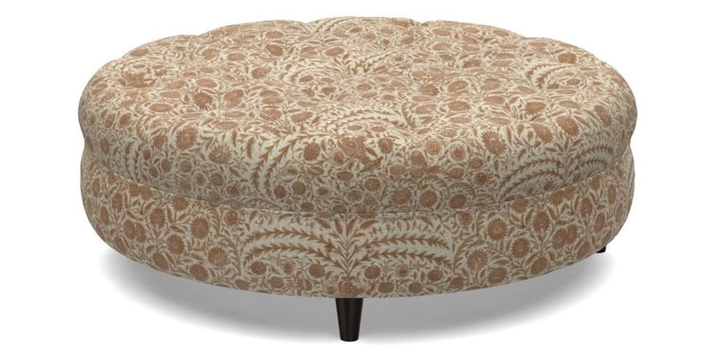 Helmsley Round Footstool in Linwood Omega Velvet Navy