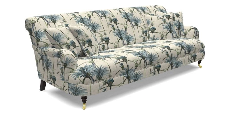 Holmfirth 3 Seater Seater Sofa in RHS Collection on Velvet Pieter van Kouwenhoorn Tulips with scatters in Almost Plain Velvet Maple and Brick
