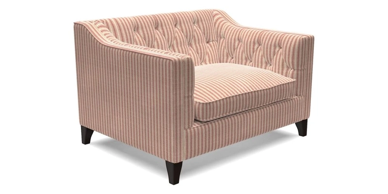 Haresfield Snuggler Dipped Arms in Mohair Lichen Seat Cushion in RHS Gertrude Jekyll Meadow Flower Olive and Scatters in RHS Gertrude Jekyll Folklore Olive