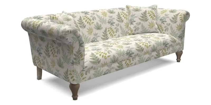 Masham 3 Seater Sofa in V&A Threads of India on Linen Paisley Splendour Steel
