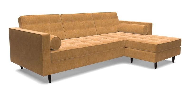 Marylebone LHF Corner Unit in Clever Tough And Eco Velvet Chrome