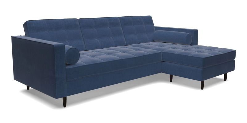 Marylebone LHF Corner Unit in Clever Tough And Eco Velvet Chrome