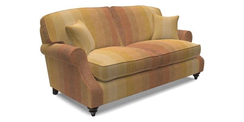 St Mawes 3 Seater Sofa in RHS Collection Gertrude Jekyll Trailing Vine Green-With-Scatters in Linwood Omega Velvet Hunter Green