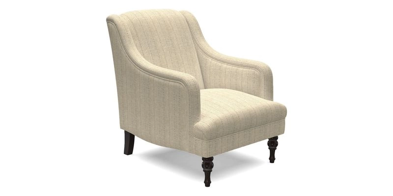 Rothermere Chair in RHS Gertrude Jekyll Ornamental Brown with Arms and Front Border in Mohair Velvet Mushroom