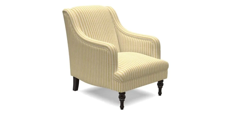 Rothermere Chair in RHS Gertrude Jekyll Ornamental Brown with Arms and Front Border in Mohair Velvet Mushroom